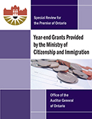 Special Review on Year-end Grants Provided by the Ministry of Citizenship and Immigration